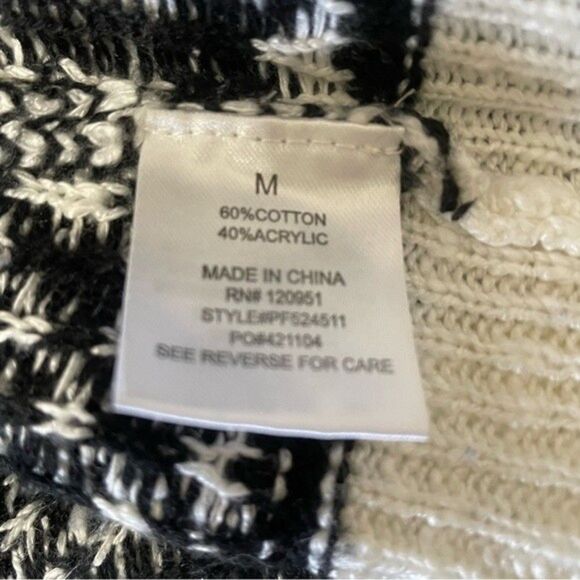 Pink Rose M open front cotton blend black white aztec print longline cardigan - Picture 9 of 11